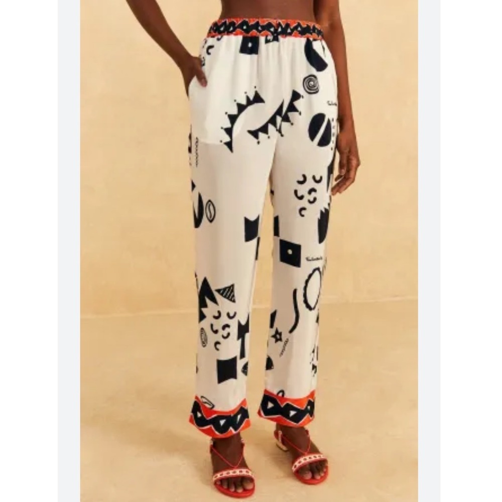 Farm Rio x Alberto Pitta‎ Off-White Pitta Soul Pants Size Medium